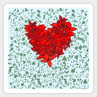 Red Heart flame of the woods flower pattern Sticker